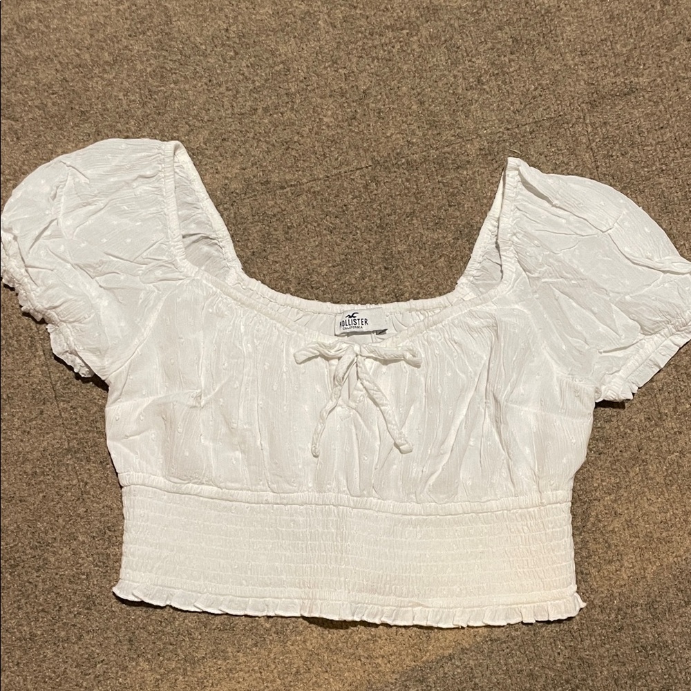 Hollister White Textured Crop Top